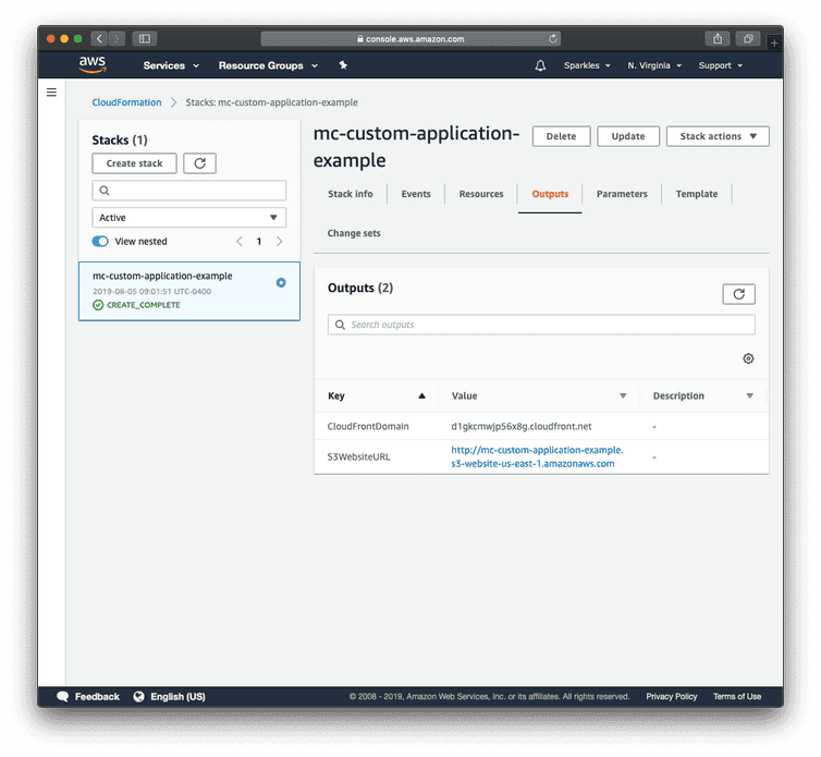 AWS Stack Outputs